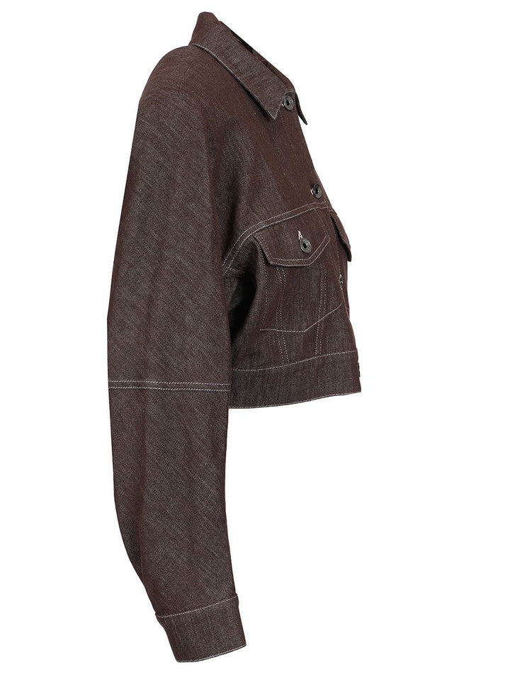 Brunello Cucinelli Cropped Denim Jacket Coats - Brown | 5bc9be3a05ba3a844a832066d0d3c73f6921d807