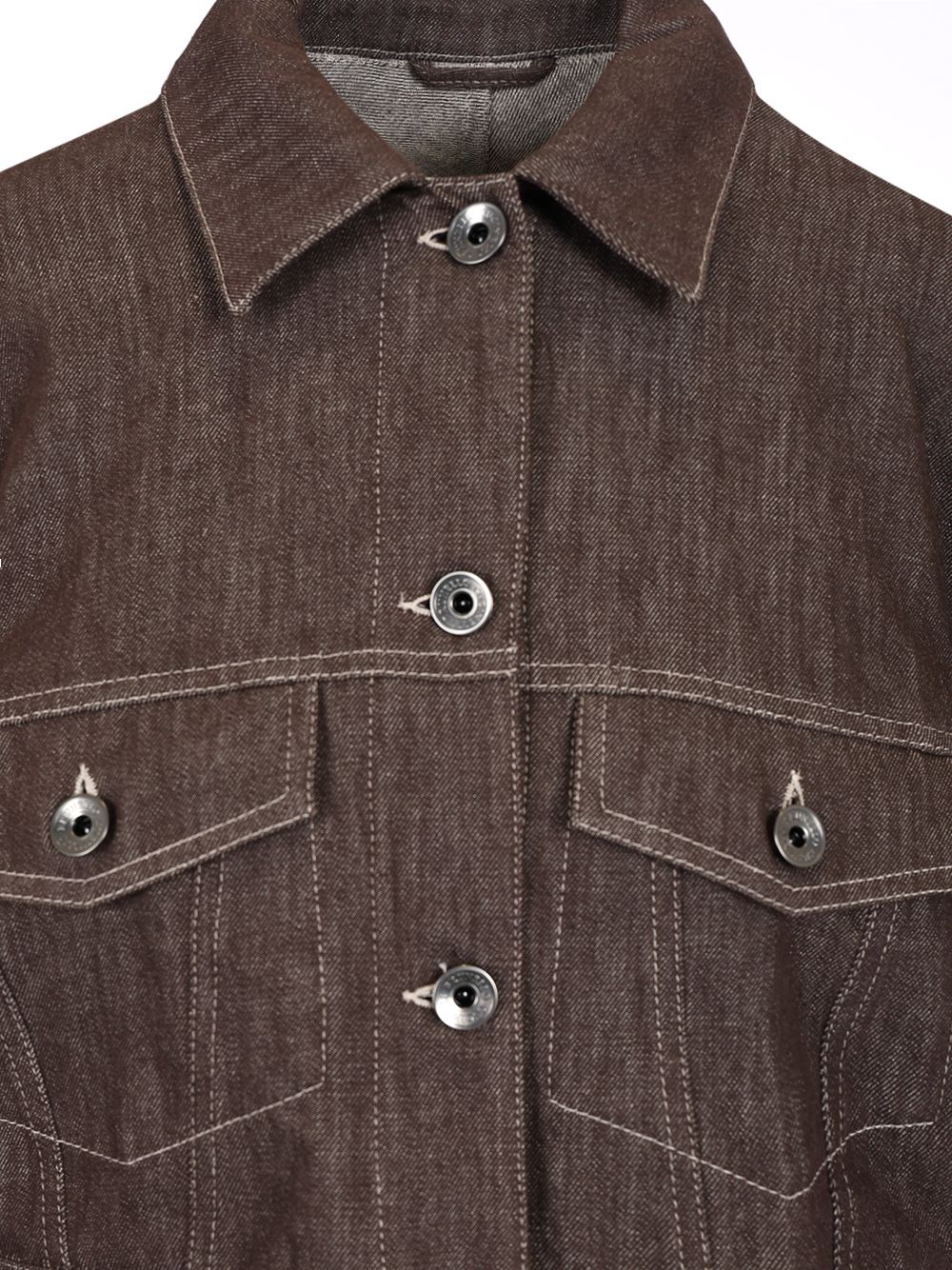 Brunello Cucinelli Cropped Denim Jacket Coats - Brown | b4d55641ba909d3ddf49d4071c36b96960b5cf8f