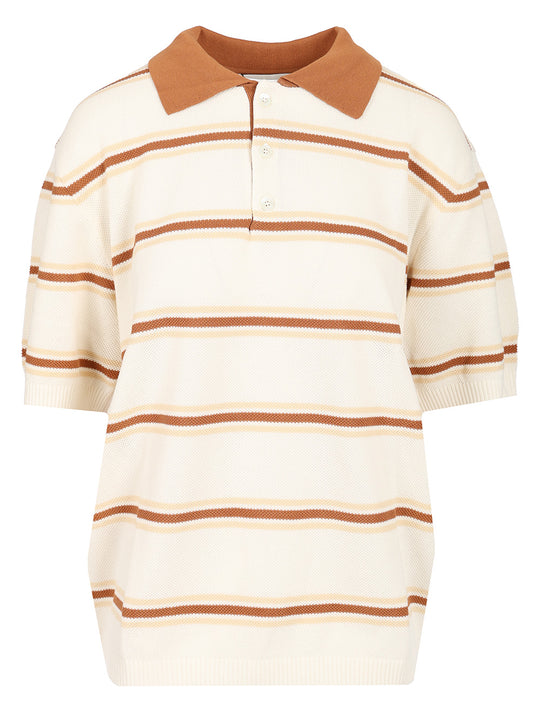 Unisex Striped Polo Knit Polo Shirt Multicolor