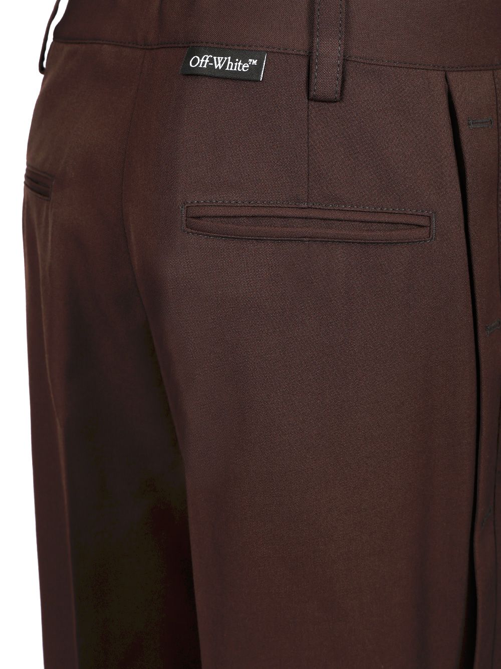 Off-White Wool Wide Leg Trousers - Brown | ffbbed2e8e5b8c917cc7360004f736ba69522c17