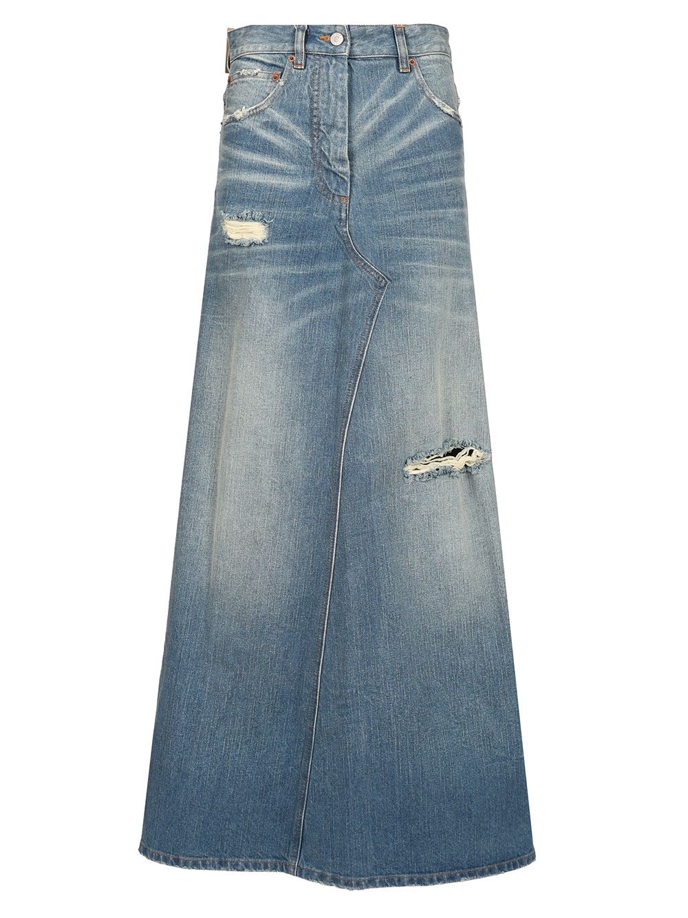 Mm6 Maison Margiela Stonewashed Blue Denim Midi Skirt Skirts - Light blue | 4700f0748e3da44f399ee9039ae14accc5e48bcb