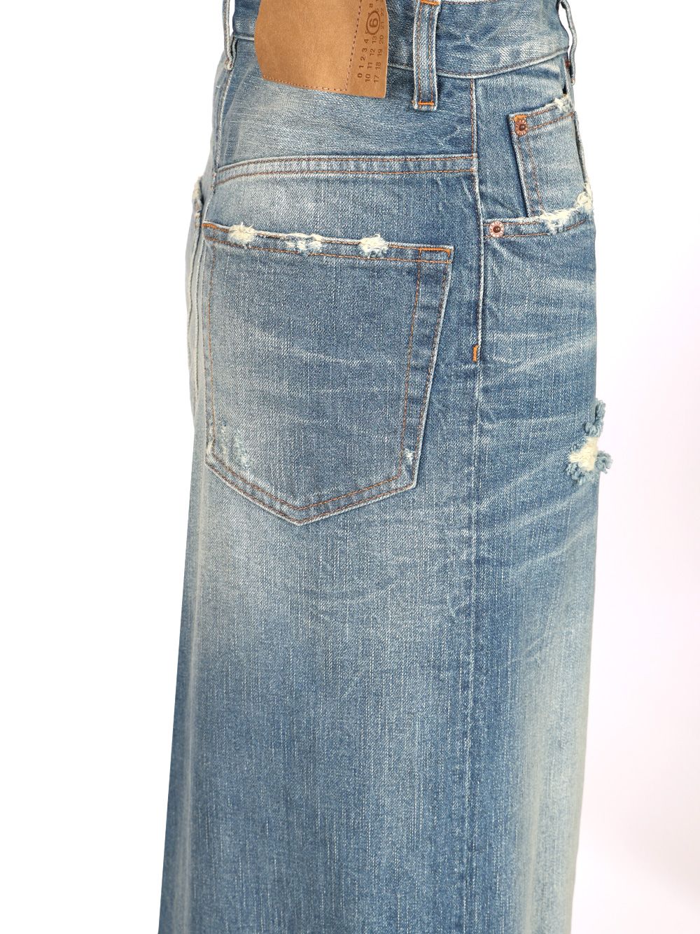 Mm6 Maison Margiela Stonewashed Blue Denim Midi Skirt Skirts - Light blue | 98707d7c9287db8f885484f8137027f75b83f11f