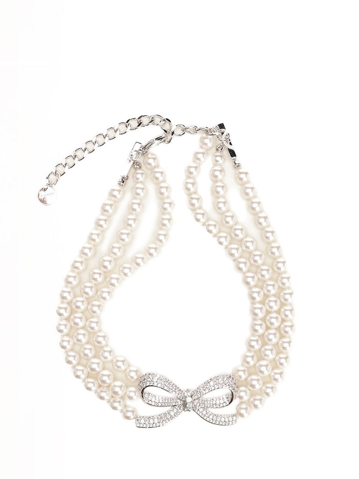Self-Portrait Pearl Bow Choker Jewelry - White | 802e56da6541dacb16135844768b6c1c15ed9d97