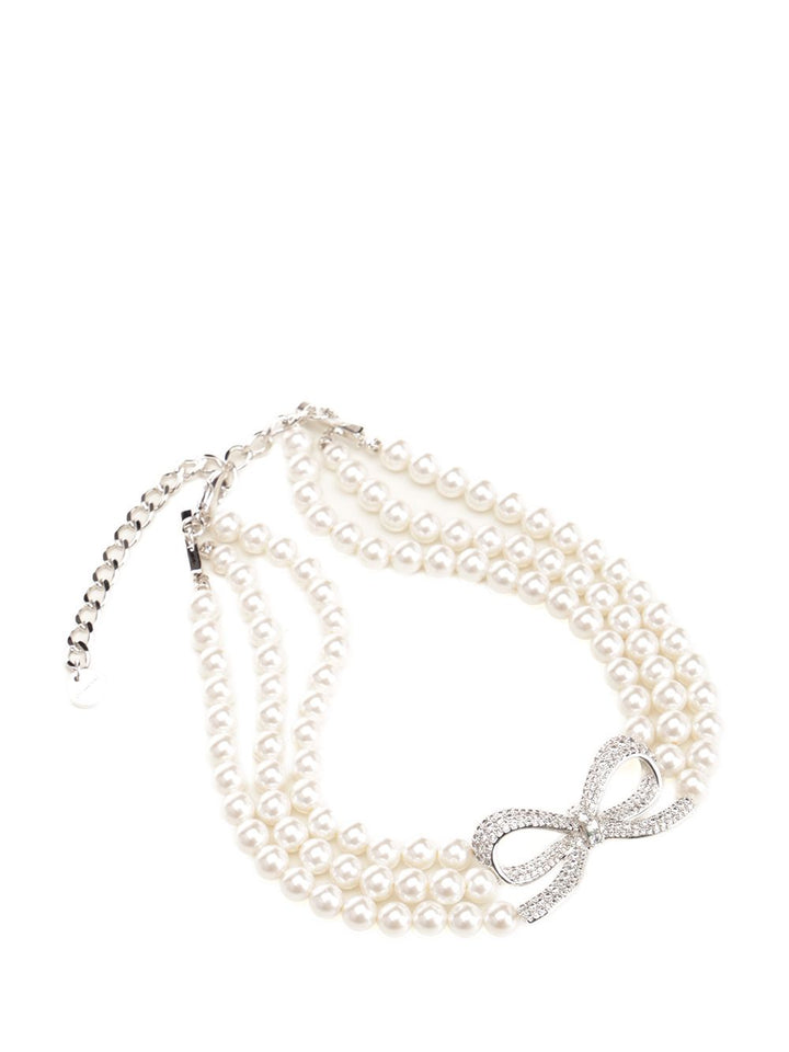 Self-Portrait Pearl Bow Choker Jewelry - White | 71a695b355756fa92da72969f7983d682a1ae5c2