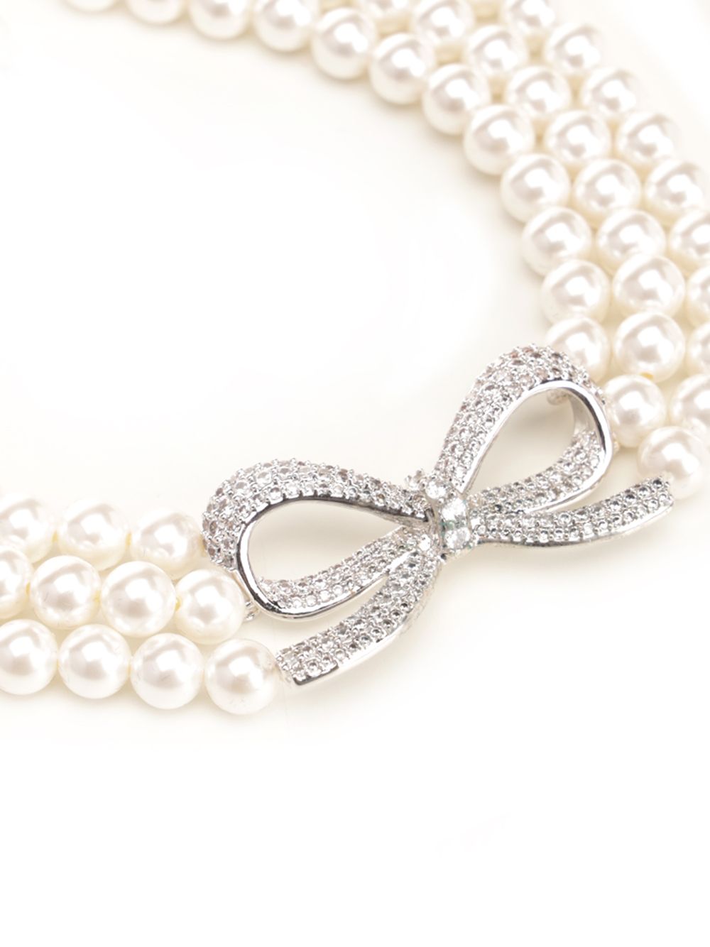 Self-Portrait Pearl Bow Choker Jewelry - White | 53ea0038daabd2a73a96123dd12492c17964a5a0