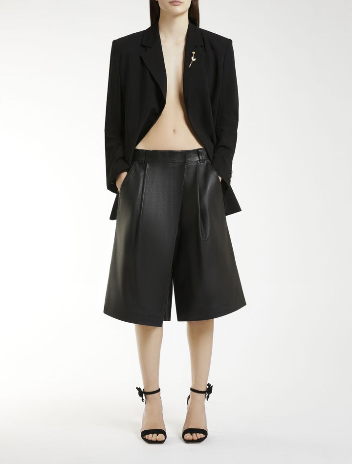 Emily Ratajkowski X Marella Leather Maxi Bermuda Shorts Trousers - Black | 0cca8ebed44335313976465ad376e6b1b7cd7bf0