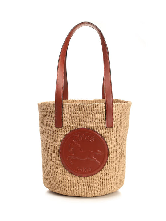 Horse Medal Shoulder Bags Beige