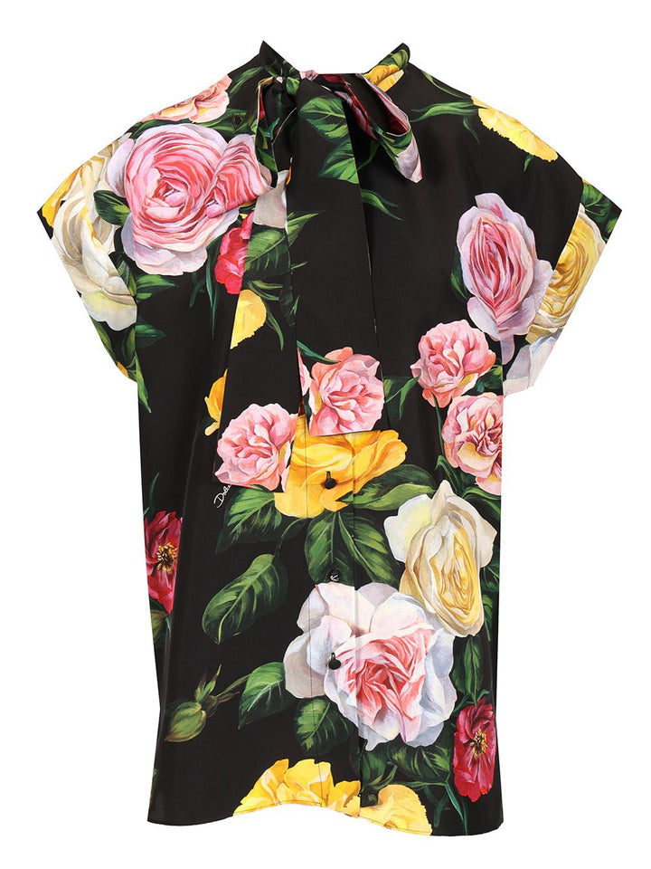 Dolce & Gabbana Peony Print Silk Shirt Shirts - Multicolor | 491324f8f9deba6c4f09e7aeb32c34e43d19614f