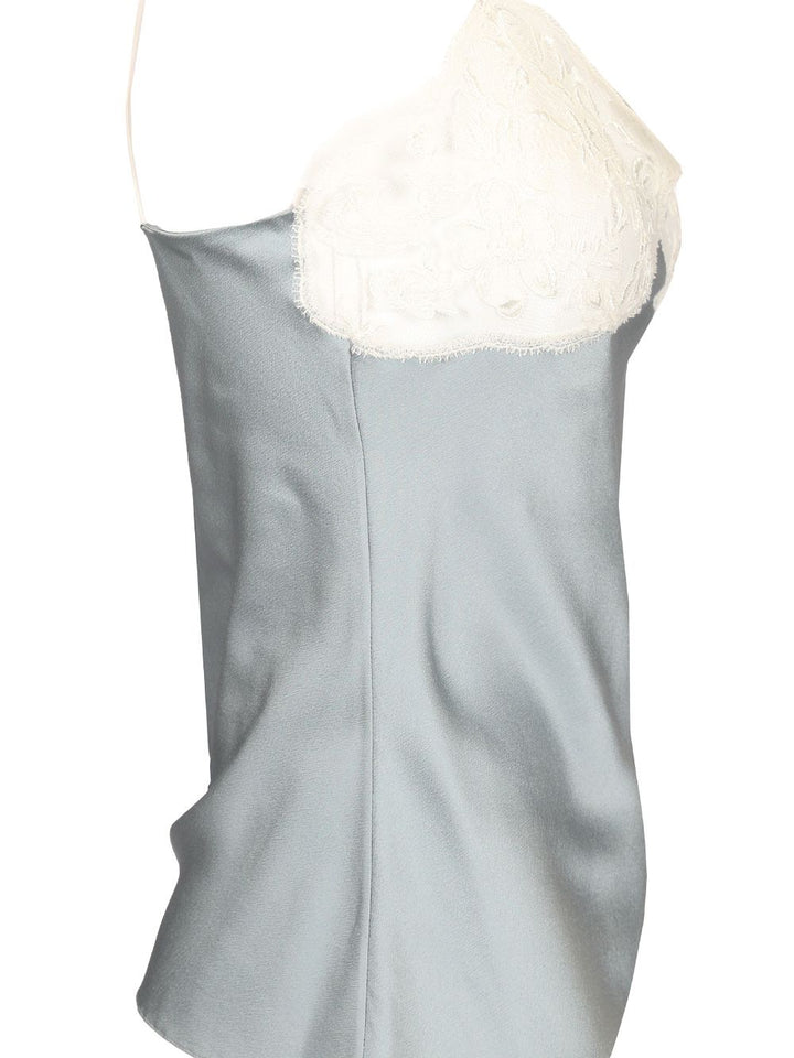 Chloe' Silk An Lace Tank Top Tops - Light blue | 3417498b9df1a211321f3b634a1f4c5ee91d1c13