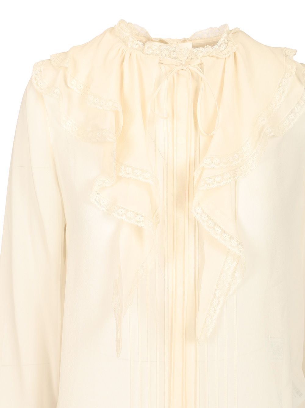 Chloe' Silk Georgette Blouse Shirts - White | 8404995787acb17f8a5cd7271546ef5c75017494