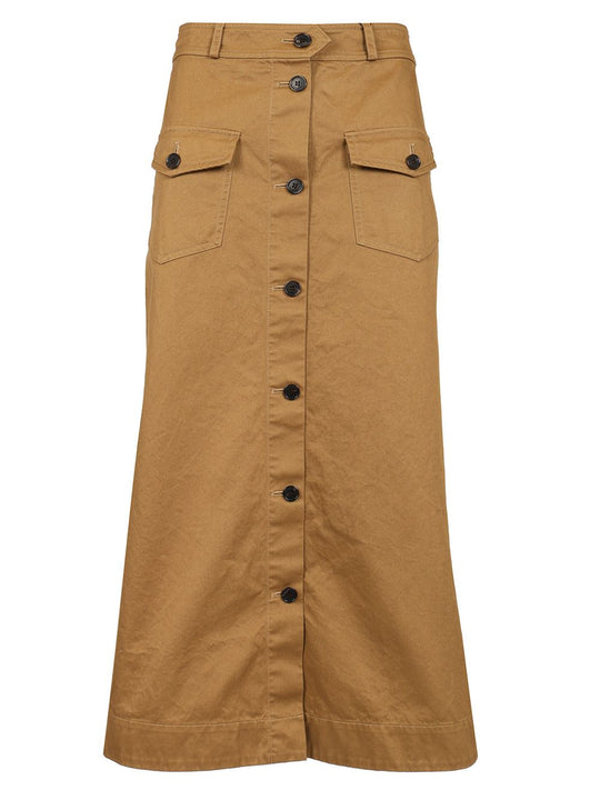 Cotton Midi Skirt Skirts Brown
