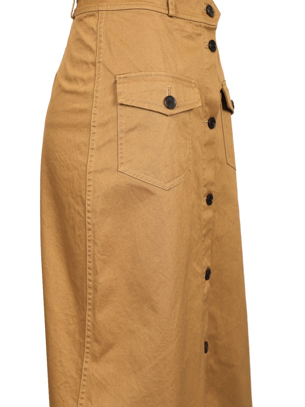 Saint Laurent Cotton Midi Skirt Skirts - Brown | e49fe61e093ab1405fbe21802754a054fd5879e0