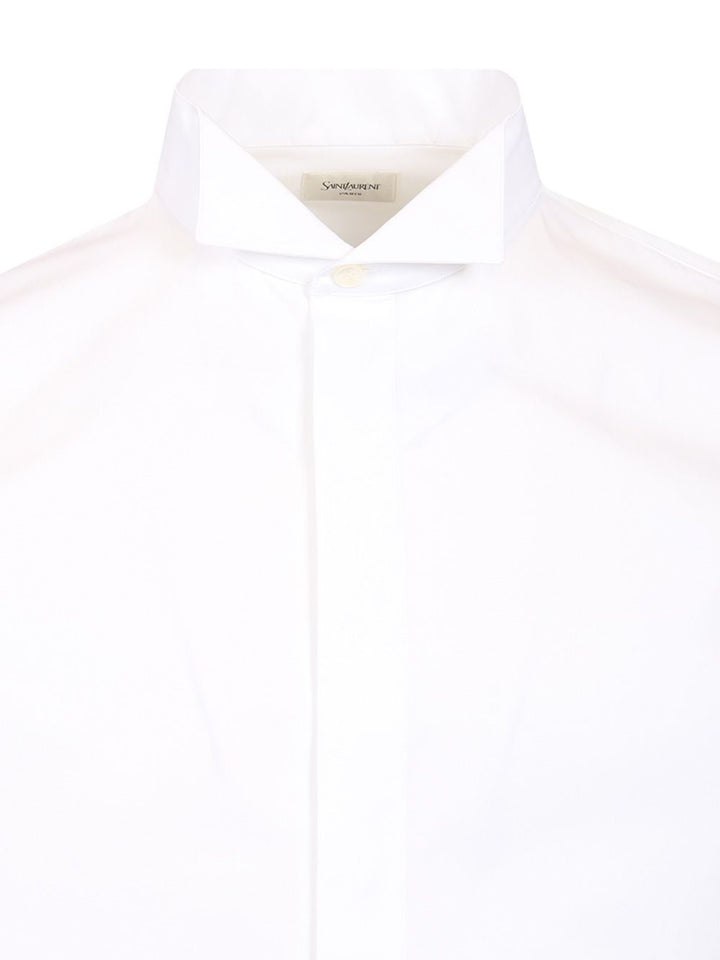 Saint Laurent Shirt With Wing Collar Shirts - White | a930ceb6eaff258584546677f4f7730c26fd93e3