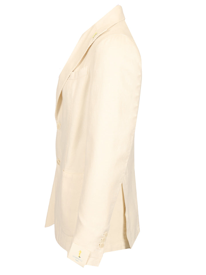 Guarinucci Cotton Linen Blazer Jackets - White | 02239f23b25f849ea7841b41816b041aca7d3a6f