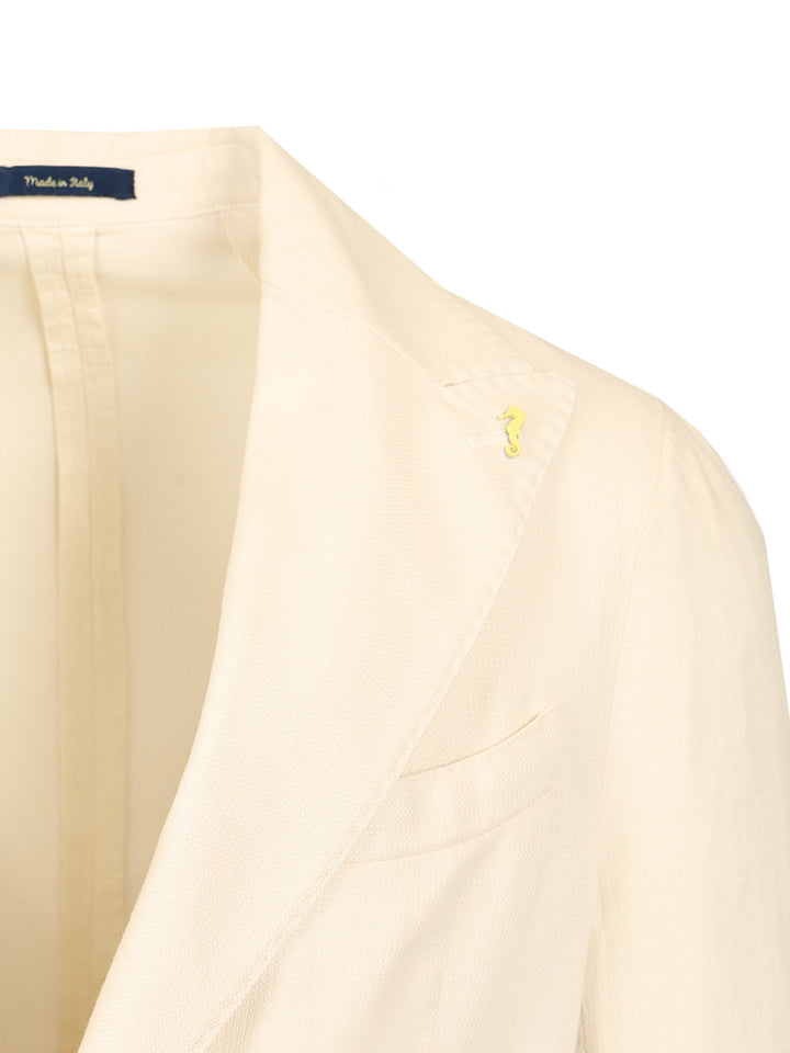 Guarinucci Cotton Linen Blazer Jackets - White | 5c76dacb3d968113374ba4914c8df191d1c4338b