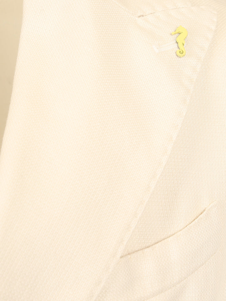 Guarinucci Cotton Linen Blazer Jackets - White | 1fbcce85f046464b9193b510be0537e6bffc8d55