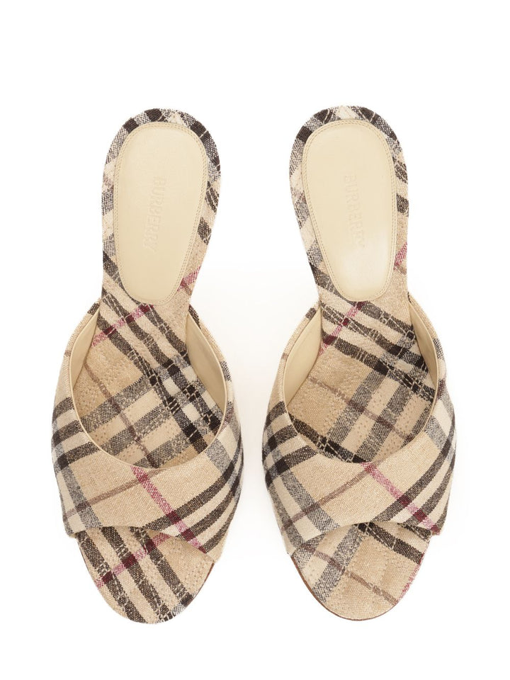 Burberry High Heeled Mule Sandals - Beige | 51cd5b4cbb213f612aebc68ba53c0c53e2b56dfb