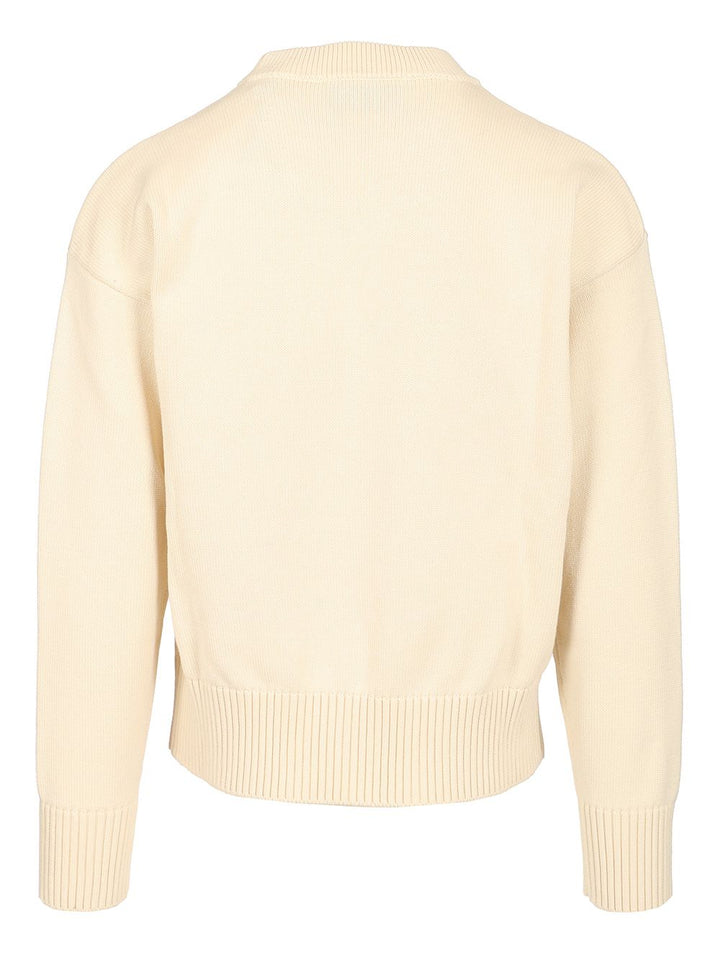Ami Sweater With Embroidered Logo Sweatshirts - White | a53cd455cdd7df880b20e529eb8edd5294d97fe1