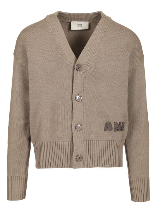 Ribbed Cardigan Knitwear Grey