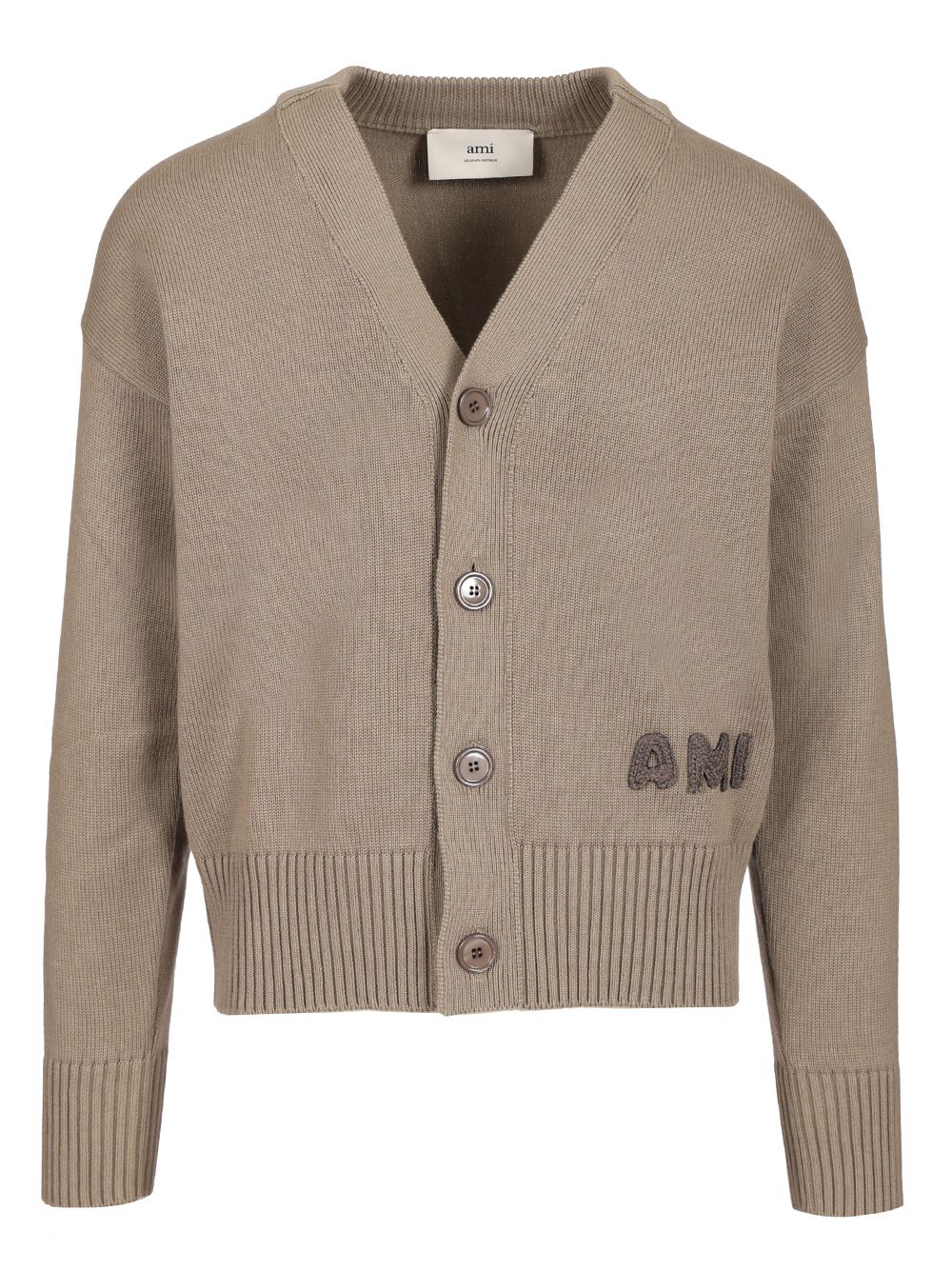 Ami Ribbed Cardigan Knitwear - Grey | 4d6076778693a81eb56fe1a01d6a765837786b70