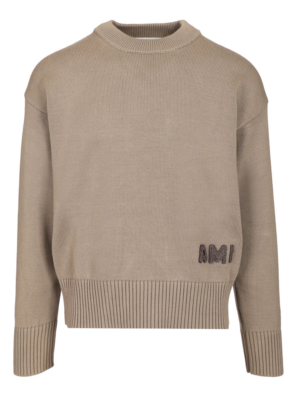 Ami Sweater With Embroidered Logo Sweatshirts - Brown | de26c20b412d1cb814221f99b6726453c8d051f2