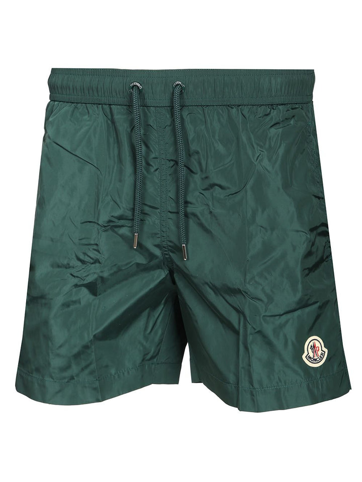 Moncler Swim Shorts With Logo Patch Trousers - Green | 184886649600e9b86b2f6376032cf53bcd18ad5a