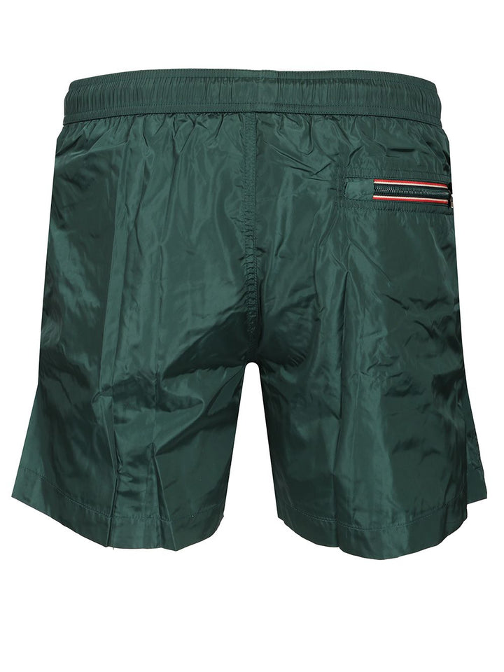 Moncler Swim Shorts With Logo Patch Trousers - Green | e1869aff1ed17f66bad4314a932dbace7f2dbbb7