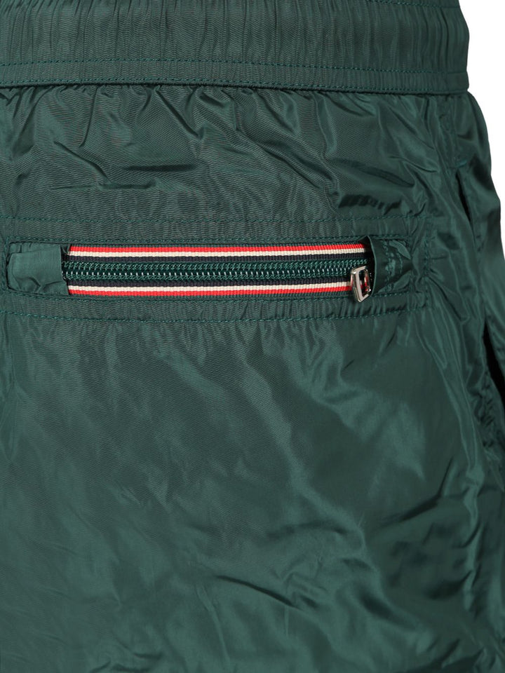 Moncler Swim Shorts With Logo Patch Trousers - Green | 23a17382d2ccb724b109384526b65cdbd0d24706
