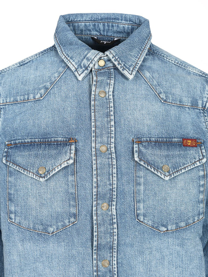 7 For All Mankind Denim Cotton Shirt Shirts - Light blue | 17d30cd4d3730a536f825f083b681006f34a93f0