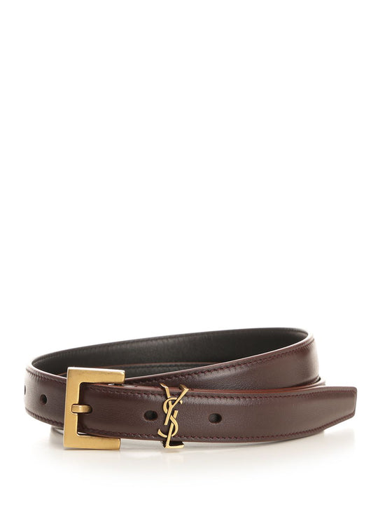 Ysl Logo Belt Belts Brown