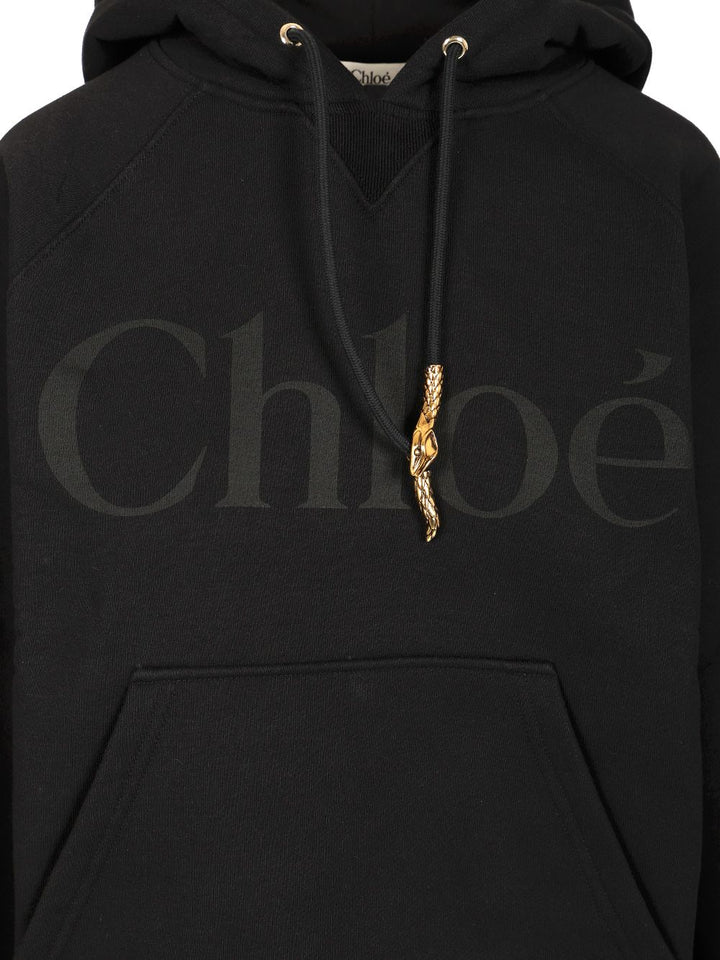 Chloe' Cotton Fleece Hoodie Sweatshirts - Black | 0166ed2ad022641ec5fe53d367b1da5c501edd18