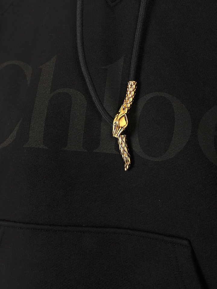 Chloe' Cotton Fleece Hoodie Sweatshirts - Black | 4df3bc787761067b3bb7931540c4c460bb8348ee