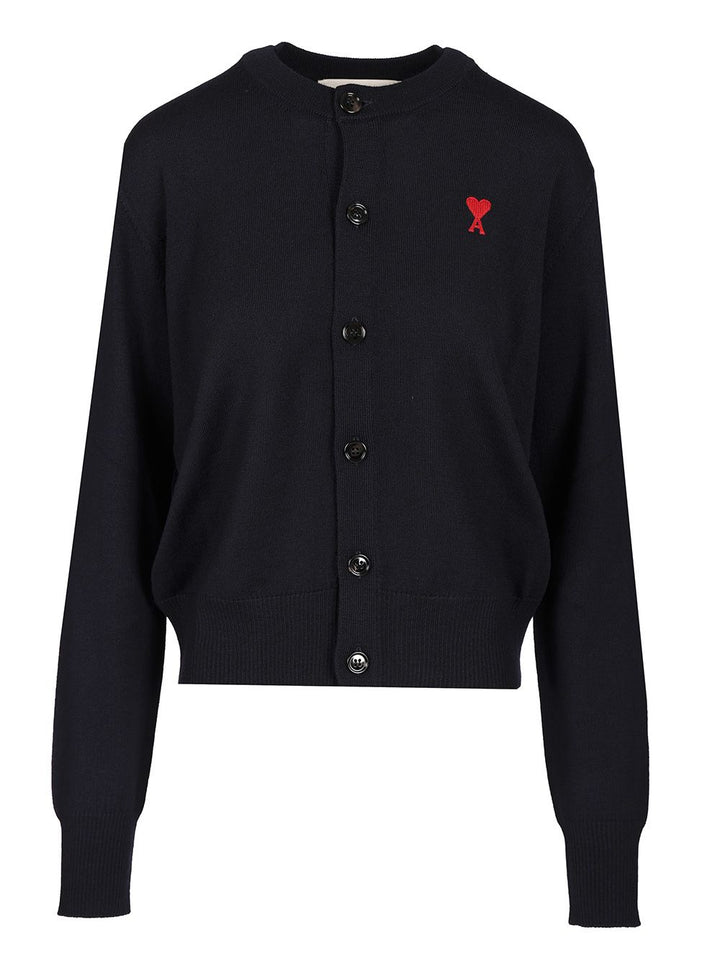 Ami Extrafine Wool Cardigan Knitwear - Blue | 1804d6d456755077ac4ac2c1c0c4ea8ab2878480