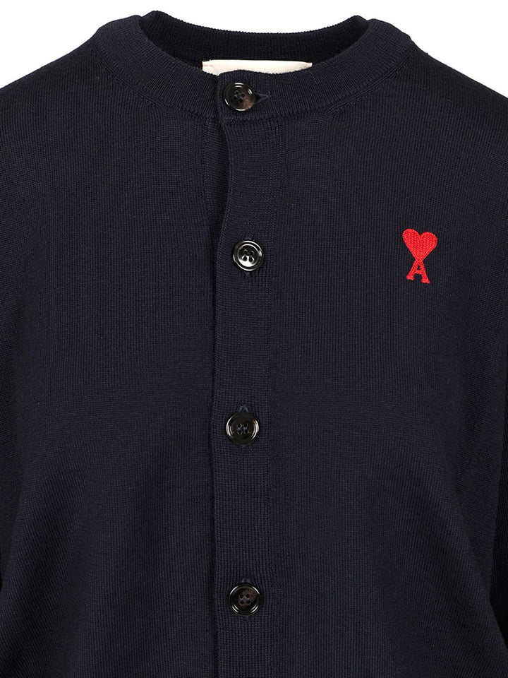 Ami Extrafine Wool Cardigan Knitwear - Blue | 637247b8dba8c9012e6b6e8d202022b5cc7a2b48