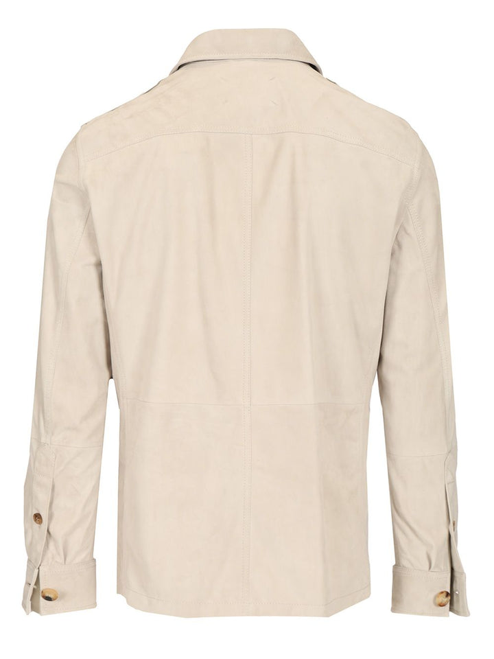 Brunello Cucinelli Suede Safari Jacket Jackets - Beige | dbde538cdf23d69efacd920e51b2acf414f8b5bb