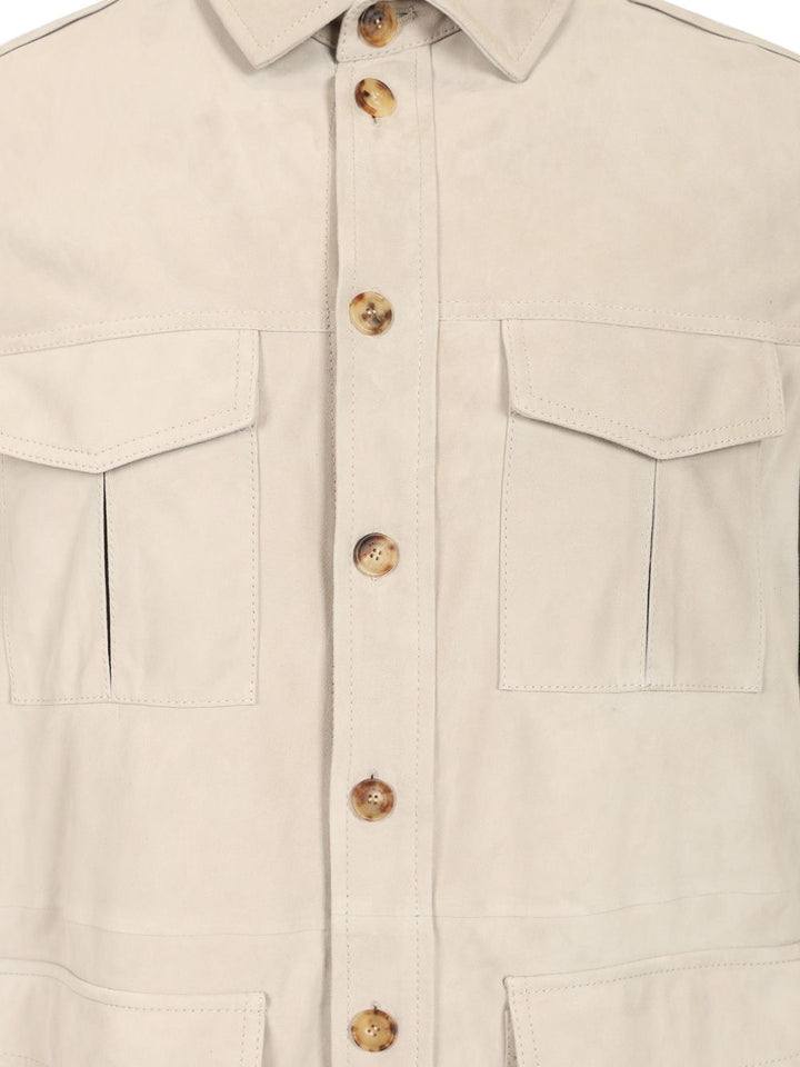 Brunello Cucinelli Suede Safari Jacket Jackets - Beige | f9cabf7f5cf397f4ed3c162e55ea3136da1ec3a7