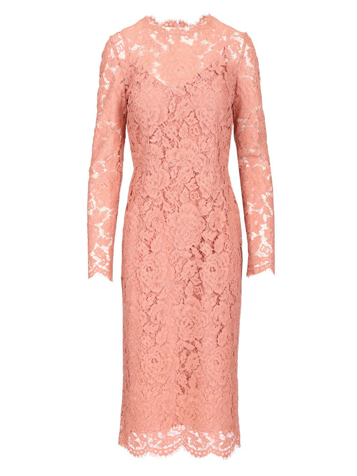 Dolce & Gabbana Lace Pencil Longuette Dress Dresses - Rose | e017f83effae17b8945c58bbf3f413b5d9846aa0