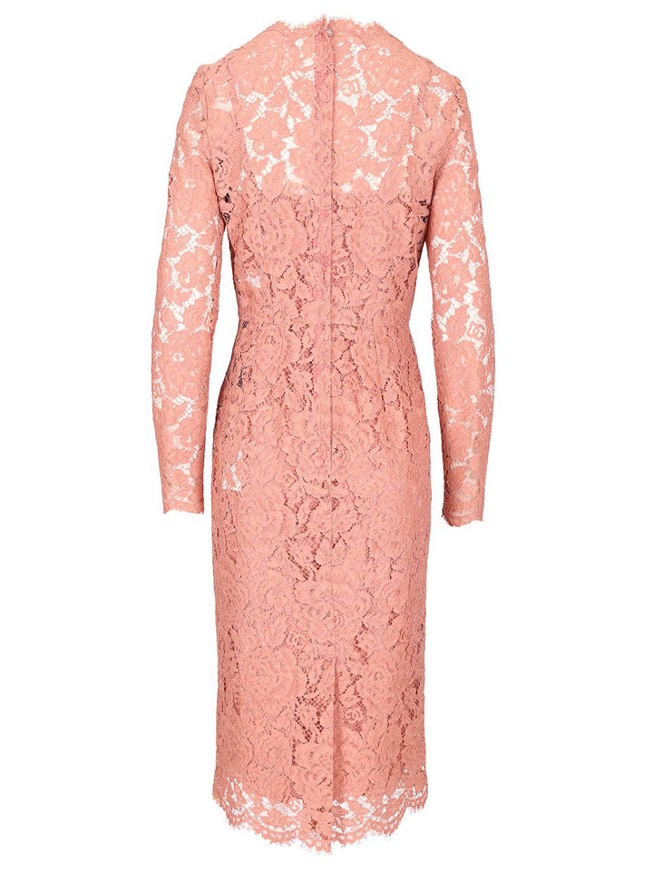 Dolce & Gabbana Lace Pencil Longuette Dress Dresses - Rose | 955b3327eb2fedab86ba0af2b230b7e92557d971