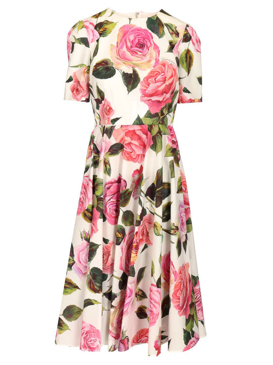 Rose Print Cotton Dress Dresses Multicolor