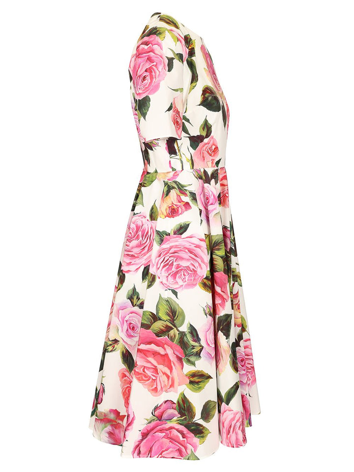 Dolce & Gabbana Rose Print Cotton Dress Dresses - Multicolor | 04aa034a4ea5c931167adc1fae3fabfa6b099a76