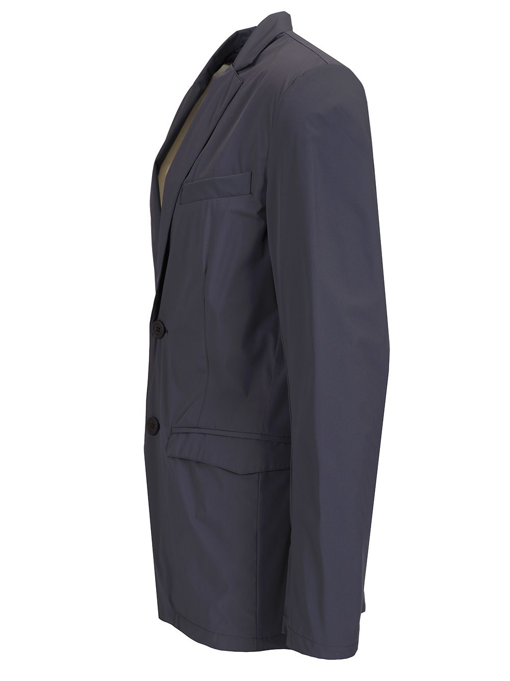 Herno Nylon Single-Breasted Blazer Jackets - Blue | d3f8d299d292487ea47fdddb120ad71eba0b6fd5