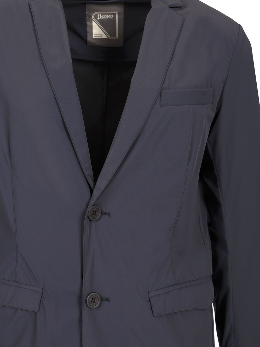 Herno Nylon Single-Breasted Blazer Jackets - Blue | a56bc587eeeefb8f2c6d8cb10763aeb6f377b702