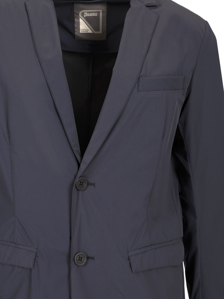 Herno Nylon Single-Breasted Blazer Jackets - Blue | a56bc587eeeefb8f2c6d8cb10763aeb6f377b702