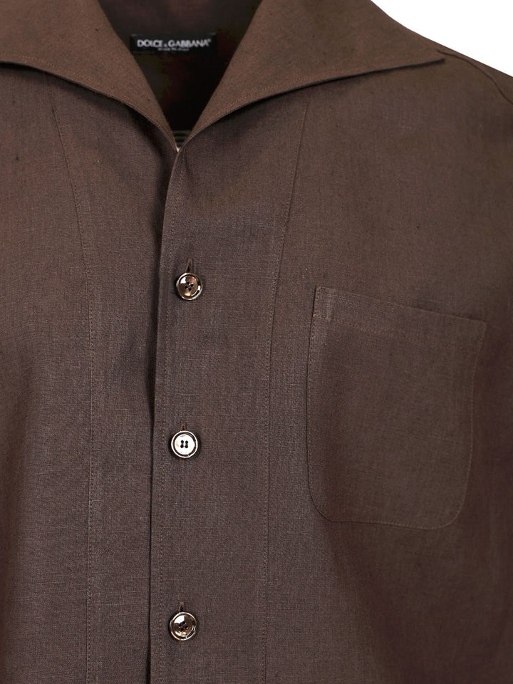 Dolce & Gabbana Three-Button Sleeveless Linen Shirt Shirts - Brown | 069faa0b628970651df62c096dc708c6e751b0b5