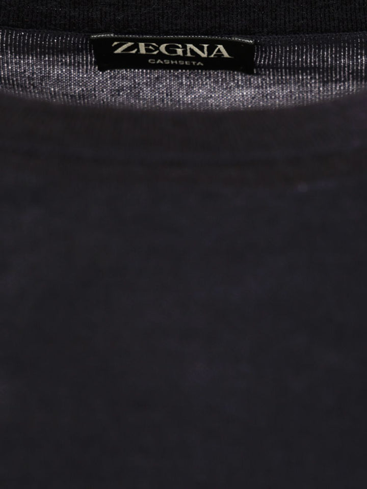 Ermenegildo Zegna Cashmere And Silk Crewneck Sweater Knitwear - Blue | 703f1b987e813853a0d4e990b573f49c82a301e1