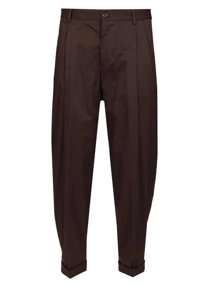 Dolce & Gabbana Brown Double Pleat Trousers - Brown | b27e7684223888bccd132f85d244da1499918a60