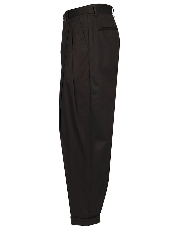 Dolce & Gabbana Brown Double Pleat Trousers - Black | b8129cd6c8fc8ce63a003ee8af02d02b2460b890