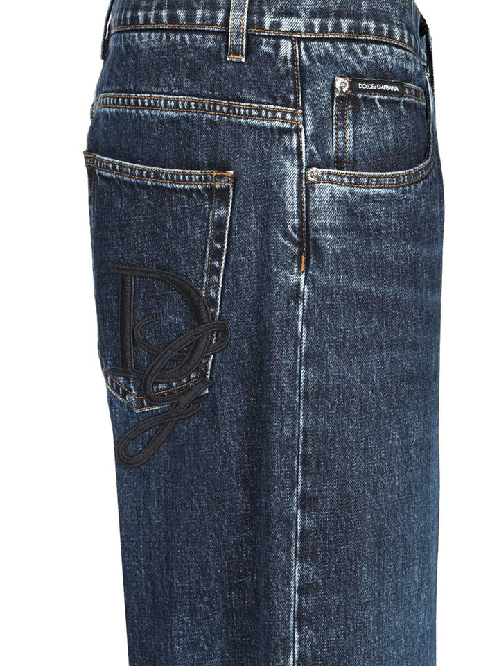 Dolce & Gabbana Oversize Cotton Jeans - Blue | 9ebf6437ccbc43f70b738ec8e9c1268e36142b2b