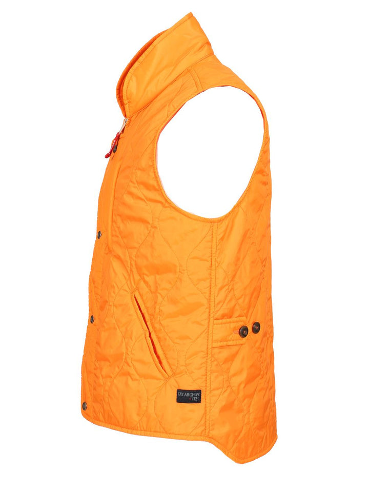 Fay Quilted Nylon Vest Jackets - Orange | 46907294358edb339d777bc5678aa191c9c62bf6