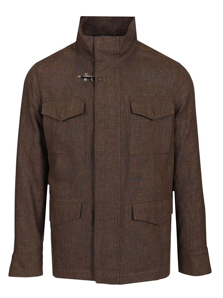 Fay Linen Canvas Field Jacket Jackets - Brown | 88a1f182f8408cef95c94cdd88c61c236c48d218